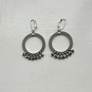 Motorcycle Silver studded Hoop Earrings with rhinestones.